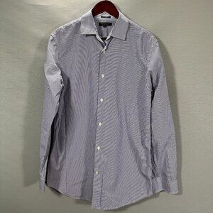 Banana Republic Shirt Mens Large Grant Fit 120's Supima Cotton Purple Stripe
